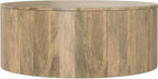SIMPLIHOME Millbury Drum Coffee Table - 36 inch Wide Solid Mango Wood Round Living Room Table in Briarsmoke, Contemporary Cocktail Table for Family Room or Lounge with Large Surface, Assembled