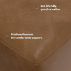 SIMPLIHOME Rex Ottoman in Full-Grain Genuine Leather, Caramel Brown, 34-inches Wide, Modern-Style Table Ottoman or Footrest, Assembled, for Living Room and Family Room