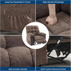 Recliner Rocking Chair with Massage and Heat, Wide Overstuffed Ergonomic Fabric Recliner with Breathable Upholstery, 2 Side Pockets & Remote Control for Living Room or Bedroom