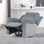 CANMOV Manual Recliner Chair, Soft Fabric Overstuffed Recliner Single Sofa Chair for Living Room, Heavy Duty and Safety Reclining Mechanism (Blue Grey)