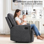INZOY Manual Recliner with Thicker Backrest, Soft Fabric Manual Recliner with Overstuffed Cushion, Heavy Duty Reclining Sofa for Living Room Bedroom Apartment, Grey