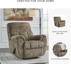 Signature Design by Ashley Rampant Casual Manual Rocker Recliner with Pillow-Top Arms, Light Brown