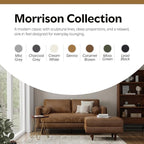 SIMPLIHOME Morrison Mid-Century Modern 72 inch Wide Sofa with Ottoman Set in Caramel Brown Genuine Leather for the Living Room and Family Room