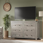 6-Drawer Dresser, Modern Wooden Storage Chest of Drawers, Dresser TV Stand, Wood Drawer Organizer with Metal Handles for Bedroom, Living Room, Hallway