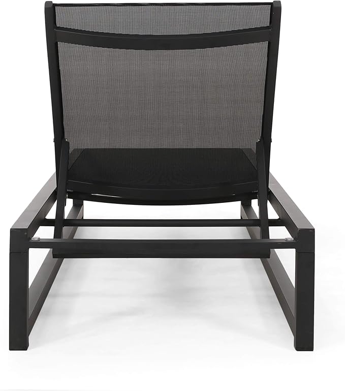 Christopher Knight Home Vivian Outdoor Aluminum Chaise Lounge with Mesh Seating (Set of 2), Black