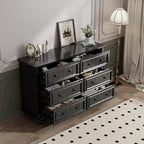 Scurrty Antique 6 Drawer Dresser, Modern Chest of Drawers, Large Cabinet with Storage, Big Dresser for Clothes in Living Room, Bedroom (Black)