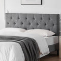 Linen Upholstered Headboard Twin Size, Diamond Tufting Solid Wood Twin XL Headboard Only, Adjustable Height from 37” to 51” Head Board, Dorm Bed Frame or Wall Mount Headboards, Light Grey
