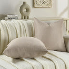 FUTEI Oatmeal Chenille Throw Pillow Covers 12x20 Inch Set of 2,Soft Wide Chevron Textured Lumbar Pillow Cases,Farmhouse Home Decor for Couch Bed Living Room
