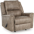Signature Design by Ashley Skymaker Modern Faux Leather Manual Rocker Recliner with Track Arms, Light Brown