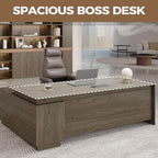L-Shaped Executive Desk with Reversible Cabinets, Lockable Drawers & Cable Management – Large Wood Office Desk for Home or CEO Office(Black Walnut,63" L*32" W*30" H)