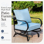 Sophia & William Patio Furniture Sets 5 Seats Outdoor Metal Conversation Sets 5 Pcs with 2 x Cushioned Swivel Sofa Chairs,1 x 3-Seat Sofa,2 x Ottomans for Coffee Lawn Backyard Poolside Blue