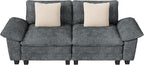 87" Cloud Modular Sectional Loveseat, 2-Seater w/Deep Seat & Removable Arms, Plush Chenille for Small Living Room & Apartment - Cyan