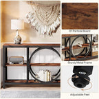 Tribesigns 70.9 Inch Extra Long Console Table for Entryway, Sofa Table Behind Couch with 3 Tier Wood Storage Shelves Industrial Metal Frame for Living Room Hallway Entryway, Brown Black