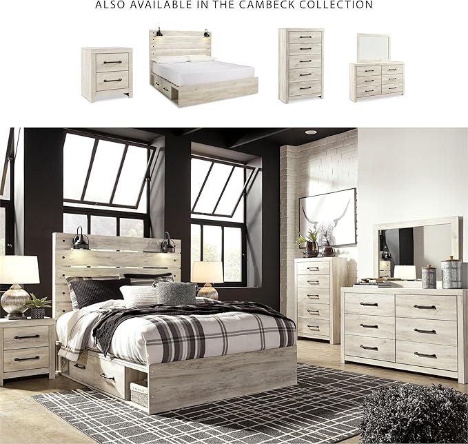 Signature Design by Ashley Cambeck Industrial 5 Drawer Chest with Safety Stop, Whitewash