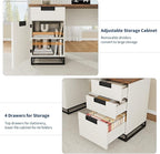 IDEALHOUSE Farmhouse Executive Desk, 59" Computer Desk, White Home Office Desks with File Drawer and Storage Cabinet, Wood Writing Desks for Home Office, Bedroom, White+Vintage