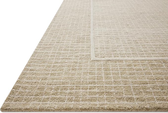 Loloi Chris Loves Julia Briggs Collection, Wheat & Ivory, 7'-9" x 9'-9" Area Rug – Minimal Gritted Design Area Rugs for Living Room Bedroom Entryway & Hallway No Shed High Traffic Home Decor Rug