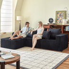 Modular Sectional Sofa, 101" Boneless Couch Sectional, Deep Seat L Shaped Sofa, All-Foam Filled Cloud Couch for Living Room (Black, Corduroy)