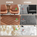 ovios Home Office Ergonomic Chair, Mid-Century Modern Luxury Faux Suede Leather Chairs, Comfy High Back Computer Swivel Rolling Task Armchair for Executive, Brown