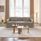 SICOTAS 90.5" Modern Sofa with Deep Seat, Large Down-Filled Cloud Couch with 4 Pillows & Solid Wood Frame, Oversized 3 Seater Sofa Comfy Sleeper Couches for Living Room, Apartment, Wheat Gray