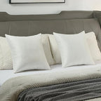 FUTEI Cream White Chenille Throw Pillow Covers 26x26 Inch Set of 2,Soft Wide Chevron Textured Euro Pillow Shams,Farmhouse Home Decor for Couch Bed Living Room