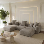WJShome Cloud Couch Modular Sectional Sofa,141.73" U Shaped Sofa with 2 Ottomans,Brown Corduroy Couch 5 Seater,Convertible Sectional Sofa for Living Room,Cushion Covers Removable& Washable