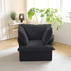JACH Modern Comfy Couch Chair with Thick Cushion, Couch Single Accent Chair Deep Seat Sofa Couches, Hemp Velvet Sofas Furniture for Small Spaces Living Room Bedroom Office Apartment (Black)