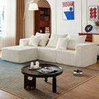 102" Sectional Couches for Living Room,Boneless Cloud Couch,L-Shaped Sofa with Oversized Deep Seat,Comfy Couch for Bedroom,Compressed Sofa in a Box,No Assembly Required(Corduroy,Beige)