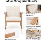 Modern Accent Chair with Arm Rest, Upholstered Linen Fabric Leisure Chair Comfy Side Chair with Backrest Button and Wooden Frame for Living Room Bedroom Reading(Beige), 1 PC