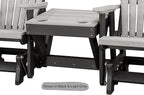 DutchCrafters Slat Fan Back Double Poly Adirondack Glider Outdoor Patio Chairs with Center Table (Black & Blue)