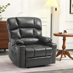 MCombo Oversized Dual Motor Power Lift Recliner Chair Sofa with Massage and Heat for Big Elderly People, Infinite Position, USB Ports, Faux Leather R7677 (Dark Grey, Medium-Oversize)