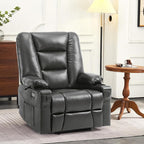 MCombo Oversized Power Lift Recliner Chair with Massage and Heat for Big and Tall Elderly People, Cup Holders, USB Ports, Side Pockets, Faux Leather R7541 (Dark Grey, Large-Oversize)