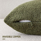 Foindtower Pack of 2 Textured Boucle Throw Pillow Covers Accent Solid Decorative Lumbar Pillow Cases Cozy Couch Cushion Case for Chair Sofa Bedroom Living Room Home Decor 12x20 Inch Moss Green