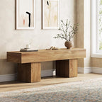 Tribesigns 55” Entryway Bench, Farmhouse Wood End of Bed Bench, Long Indoor Bench for Entryway, Hallway, Living Room