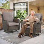 Outdoor Chair Cushions 3 Packs - Outside Durable Thick Replacement Back and Seat Cushion 22x24 with Zipper Cover for Patio Glider Rocking Chairs Loveseat Couch – Grey/Regular