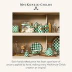MACKENZIE-CHILDS Large Kitchen Canister, Decorative Glass Storage Jar with Lid, Green-and-White Emerald Check