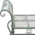 SAFAVIEH Outdoor Collection Brielle Victorian Scroll Antique Dark Green Wrought Iron Bench