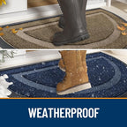 OLANLY Half Circle Door Mat Indoor Outdoor Entrance Welcome, Waterproof All-Season, All-Weather Doormat, Sturdy Natural Rubber, Low Profile, Easy Clean Patio Porch Entryway Mat, 36x24, Green