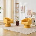 Swivel Accent Chair Set of 2, Upholstered Teddy 360° Swivel Barrel Chair for Living Room Overstuffed Bouncle Reading Chair Round Armchair for Bedroom,Vanity,Office-Mustard