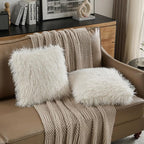 FUTEI Cream White Decorative Throw Pillow Covers 18x18 Inch Set of 2,Soft Cozy Faux Fine Wool Textured Cushion Case,Modern Home Luxury Decor for Couch Bed Living Room