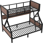 Bellemave Twin Over Full Bunk Bed with Storage Shelf and RGB LED Lights, Adults Bunk Bed with Angle Padded Ladder, Heavy Duty Bunk Beds with Noise-Reducing Rubber Stoppers, Black