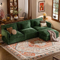 ELUCHANG 113" Modular Sectional Sofa, Comfy Cloud Couch, L Shaped Deep Seat Sofa Couches for Living Room, 4-Seater Modern Sofa with Movable Ottoman, DIY Combination - Chenille Olive Green