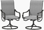 PHI VILLA Patio Swivel Dining Chairs Set of 2, Outdoor Chair with Textilene Mesh Fabric & Black Metal Frame for All Weather Outdoor Lawn Garden Poolside (Gray)