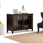 SIMPLIHOME Connaught SOLID WOOD 46 inch Wide Traditional Low Storage Cabinet in Dark Chestnut Brown for the Living Room, Entryway and Family Room
