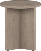 Henn&Hart 20" Wide Round Side Table in Antiqued Gray Oak, for Home, Living Room, Bedroom, Entertainment Room or Office
