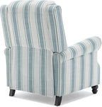 Pushback Recliner Chairs Set of 2, Comfy Fabric Wingback Recliner Chair, Upholstered Armchair Push Back Recliner with Wood Legs, Rivet Trim Accent Chair for Living Room, Bedroom, Blue Stripe