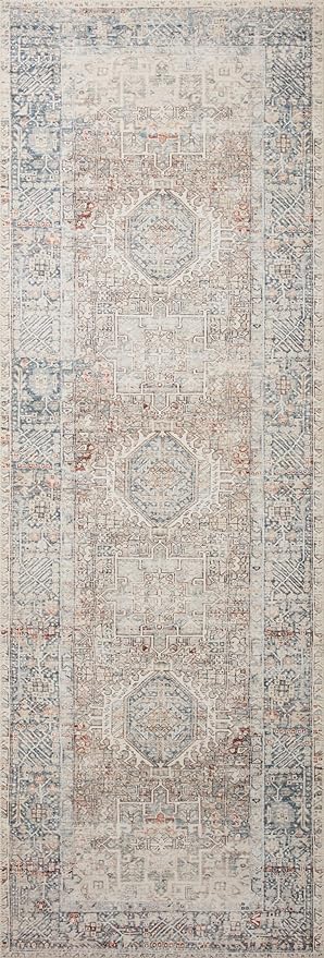 Loloi Chris Loves Julia Jules Collection JUL-07 Natural/Ocean 8'-6'' x 11'-6'', .13" Pile Height, Area Rug