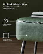 VASAGLE EKHO Collection - Bench for Entryway Bedroom, Synthetic Leather with Stitching, Ottoman Bench with Steel Legs, Living Dining Room, Mid-Century Modern, Loads 660 lb, Forest Green ULOM076C01