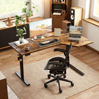 Agilestic Electric Standing Desk, L-Shaped 59 Inches Height Adjustable Desk, Sit and Stand up for Work Office Home, Ergonomic Rising Computer Table for Home Office with Splice Board, Rustic Brown