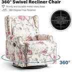 Lumibee Recliner Chairs Set of 2, 360° Swivel Rocker Recliner Chair with Footrest High Back, Comfy Upholstered Glider Rocking Chair for Living Room Bedroom (Plants Floral)
