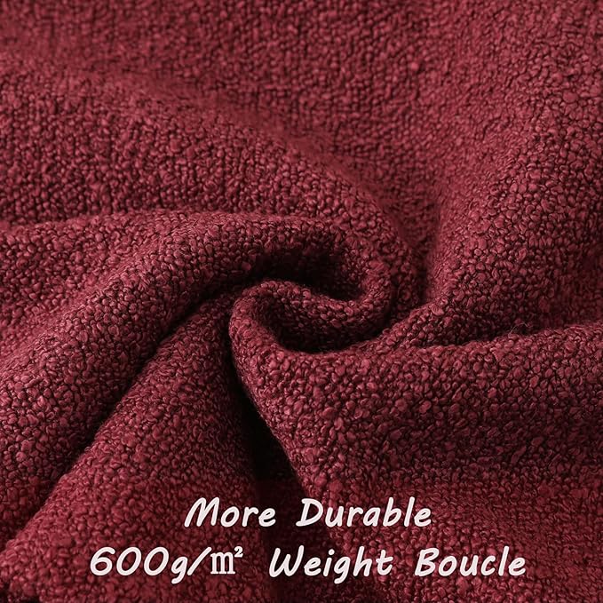 FUTEI Pack of 2 Burgundy Decorative Throw Pillow Covers 12x20 Inch Soft Cozy Solid Boucle Textured Lumbar Pillow Cases,Modern Home Decor for Couch Bed Living Room